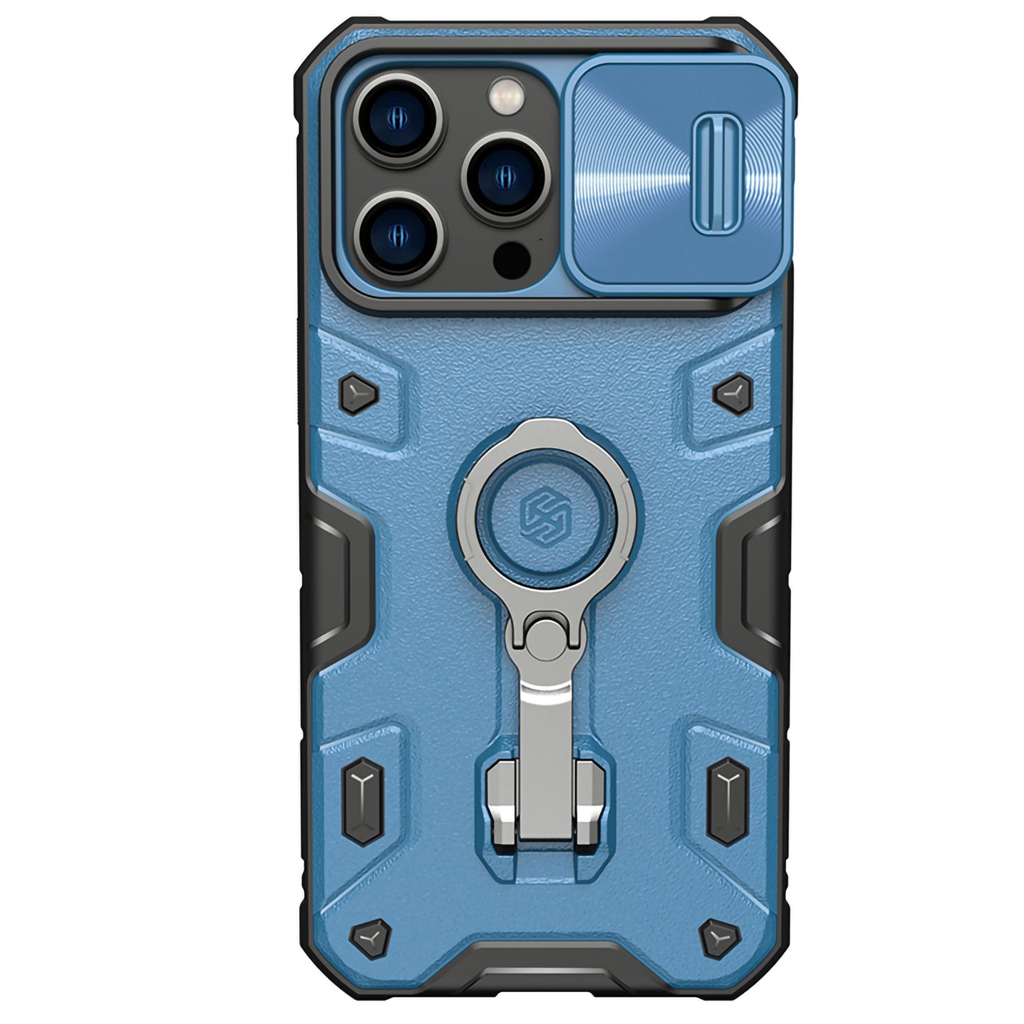 iPhone 14 Series Military-Grade Shockproof Case with Slide Camera Cover and Kickstand