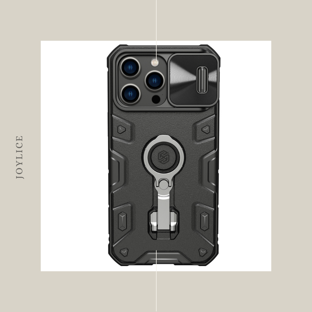 iPhone 14 Series Military-Grade Shockproof Case with Slide Camera Cover and Kickstand