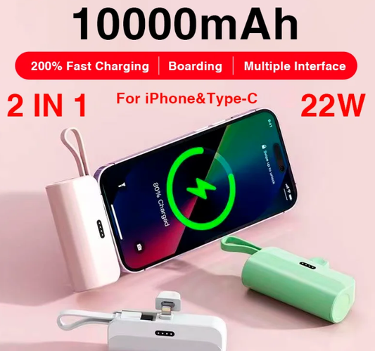 10000mAh Mini batterie externe 22W charge rapide ou iPhone Samsung Huawei Xiaomi Portable Plug Play batterie externe Powerbank